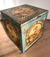 rare antike Blechdose (Kubus) blau Kambly Trubschachen