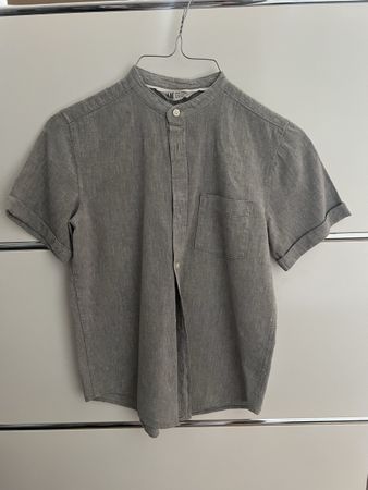 Kurzarmhemd H&M Stehkragen grau Grösse 146 Zustand gut