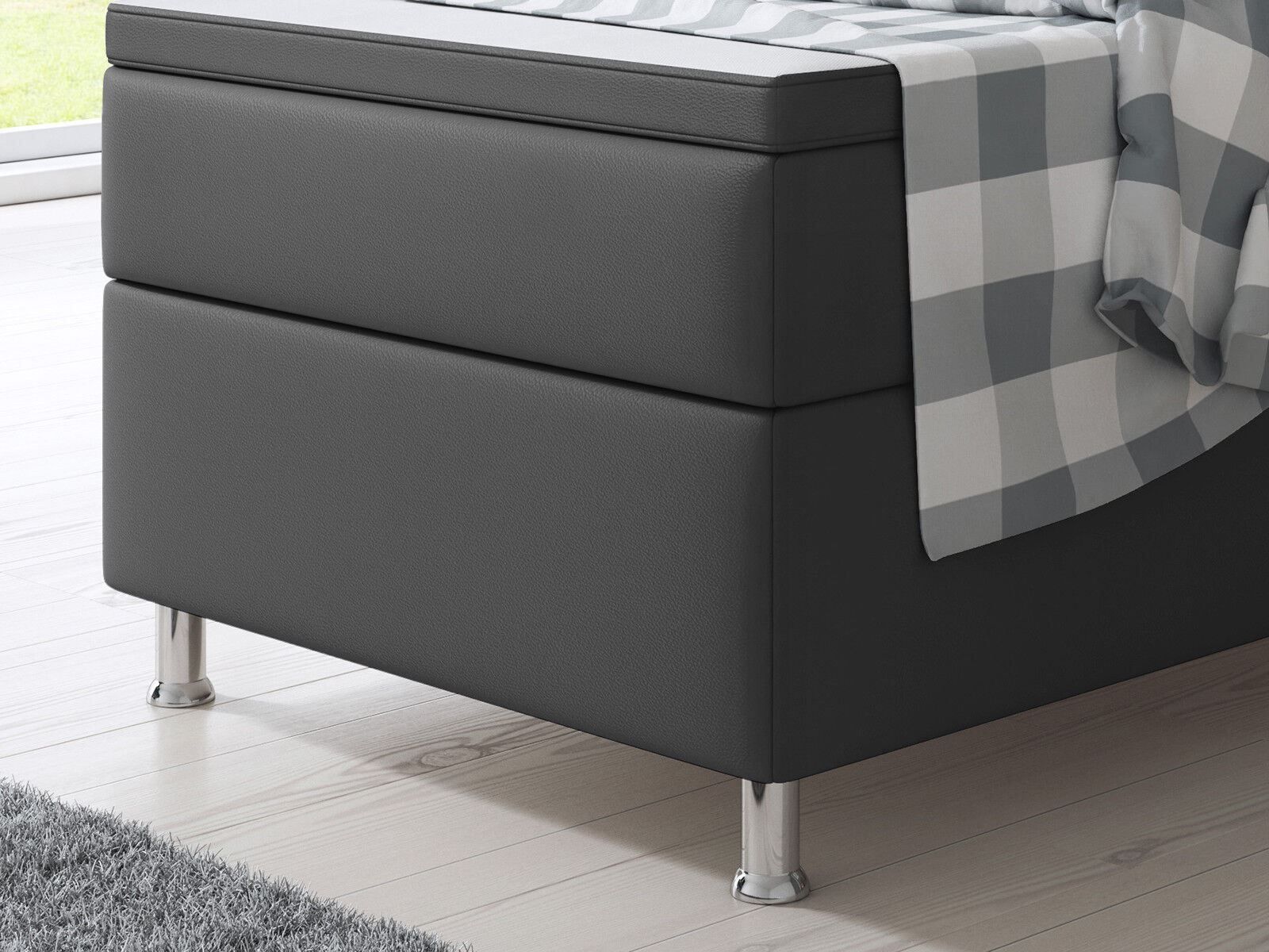 Betten: Boxspringbett 90x200 KL Anthrazit Hotelbett Einzelbett Bett – Neu und originalverpackt aus Wallenwil von toesstal-vertrieb 4