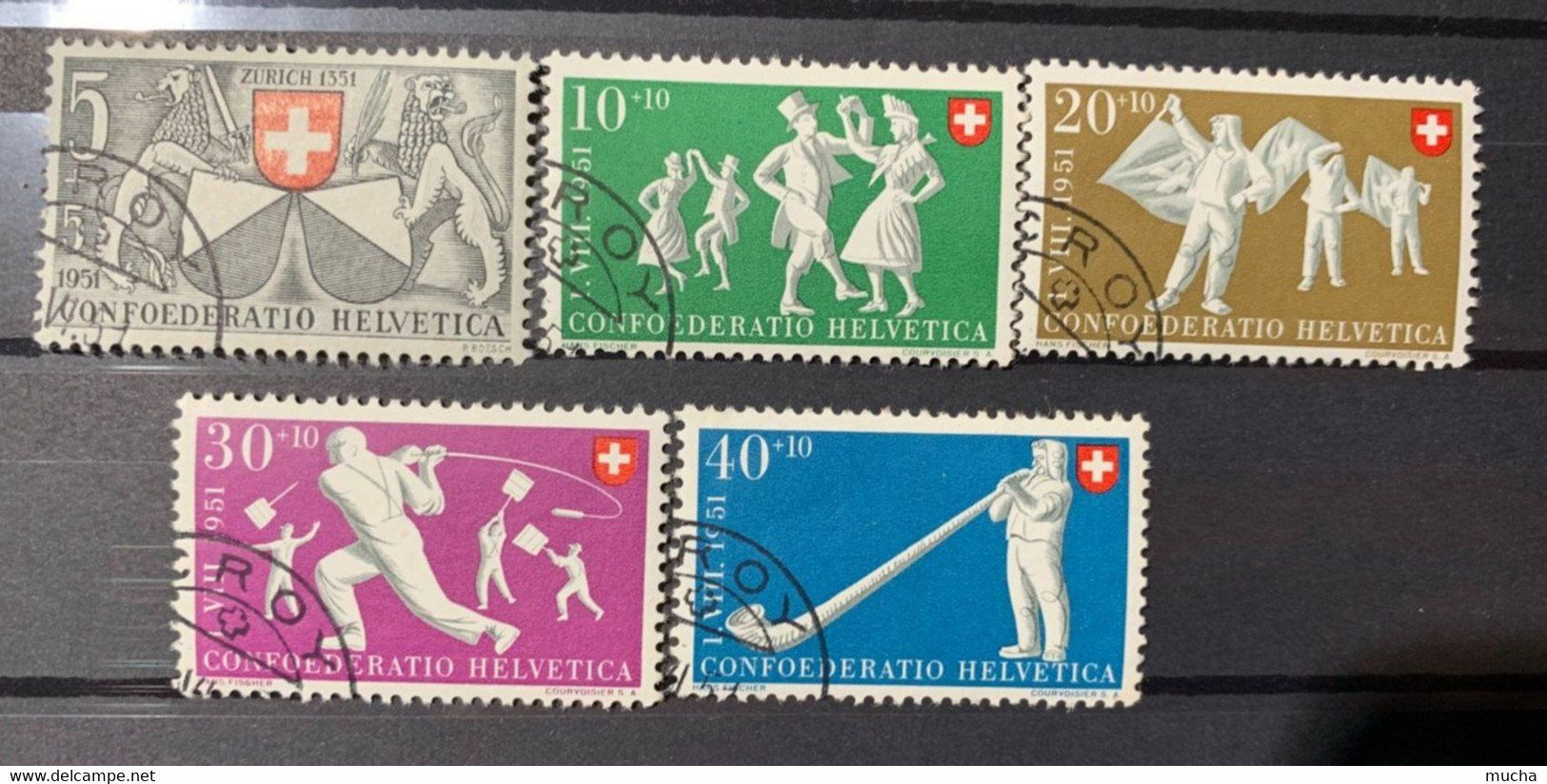  Pro Patria 1951 Zst Nos 51-55 oblitérés Croy (D