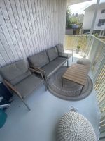 Schöne Balkon- & Gartenlounge (Sofa, 2 Sessel & Tisch) 