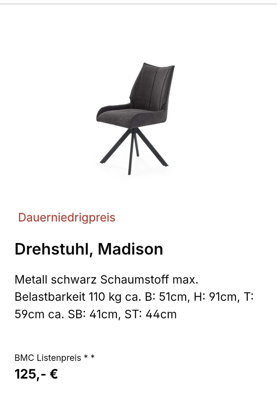 Sedie: 6 Drehstühle Madison anthrazit – Usato da Kleinandelfingen venduto da eili_13 7