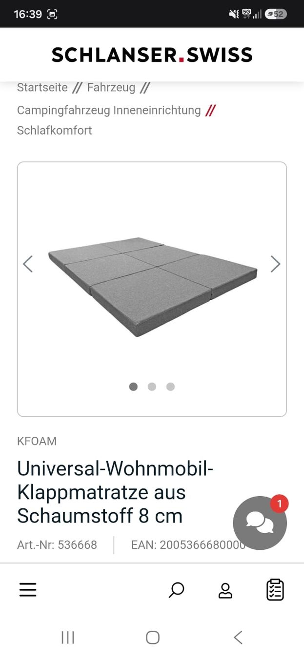 Matratzen: Universal Wohnmobil Klappmatratze Schaumstoff 8cm – Neu (gemäss Beschreibung) aus Engelburg von cedi013