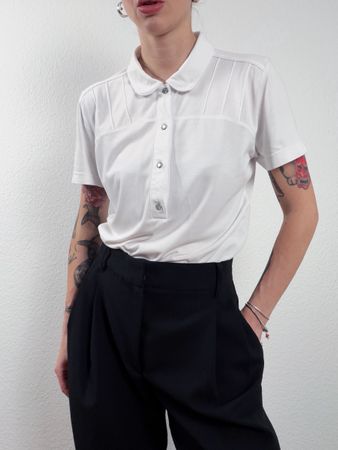 Vintage Adidas Polo Shirt white short sleeve