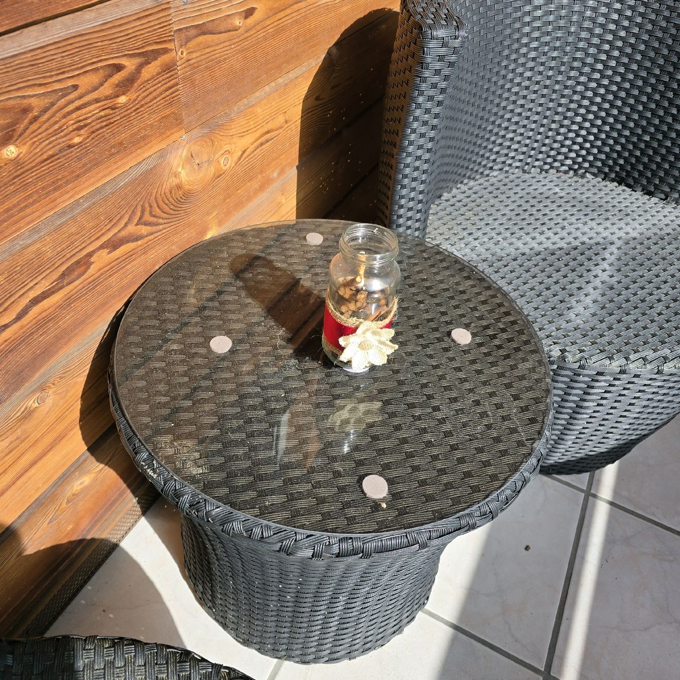 Set di tavolo e panche: Balkonset - Lounge in Rattanoptik – Usato da Ferden venduto da Wunderfitz 2