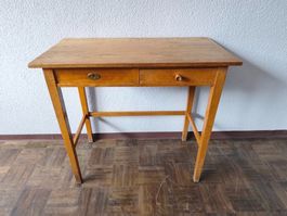 Alter Beistelltisch Holz Tisch mit 2 Schubladen Schreibtisch