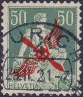 1919, F2 (Flügelrad) mit 12-Uhr-Stempel von Zürich, K: 200.-
