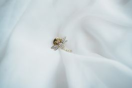 Vintage Pin Anstecker Libelle gold Strass