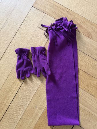 Kinder Fleece Set Schal und Handschuhe lila Onesize