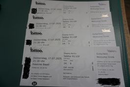 4x Basel Tattoo Do. 17.07.25, 21:30 Uhr VIP ink. Parkhaus!