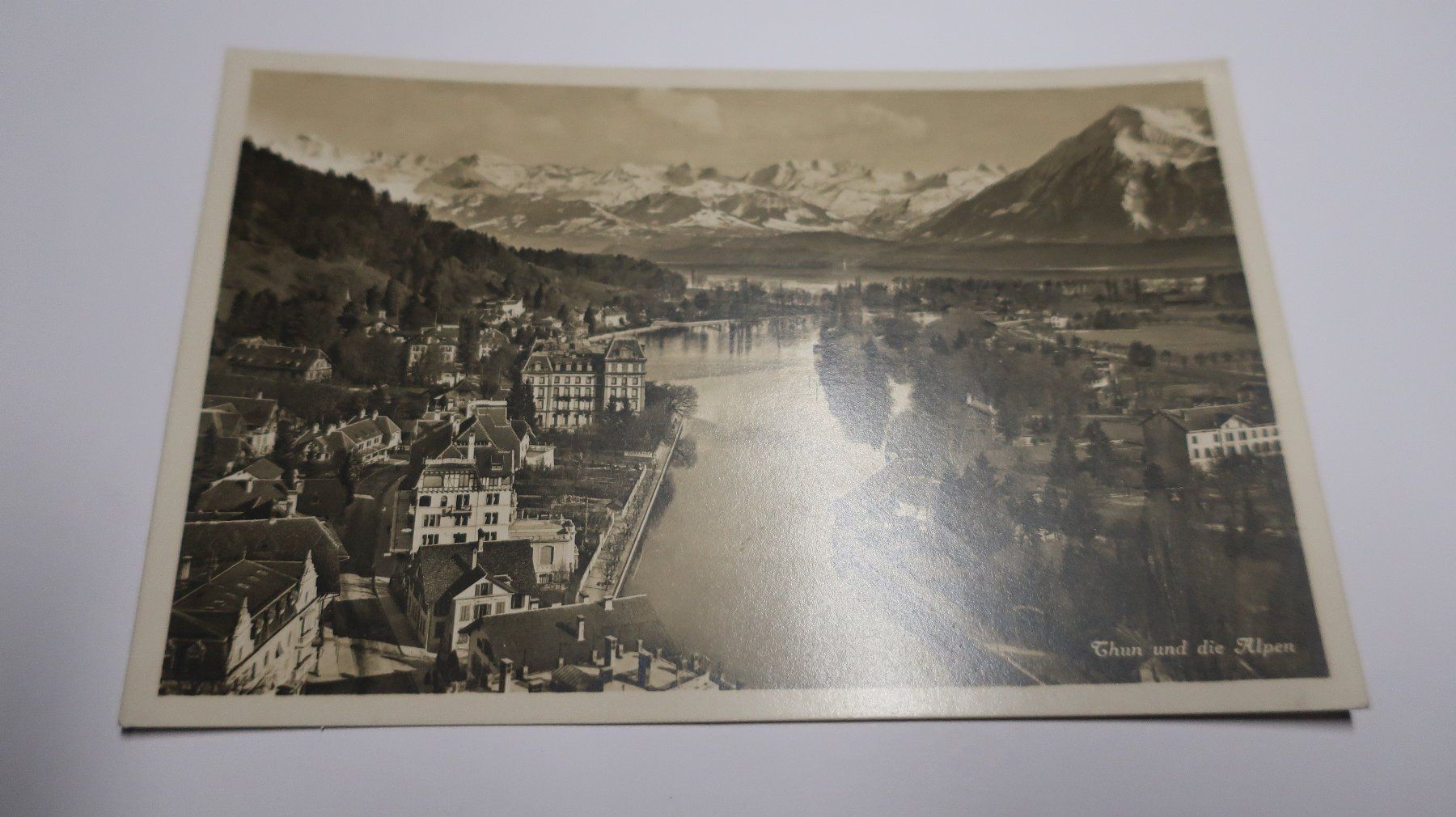 Ansichtskarten: Thun mit die Alpen  1929 – Gebraucht aus Cormoret von Pascalll2001 1