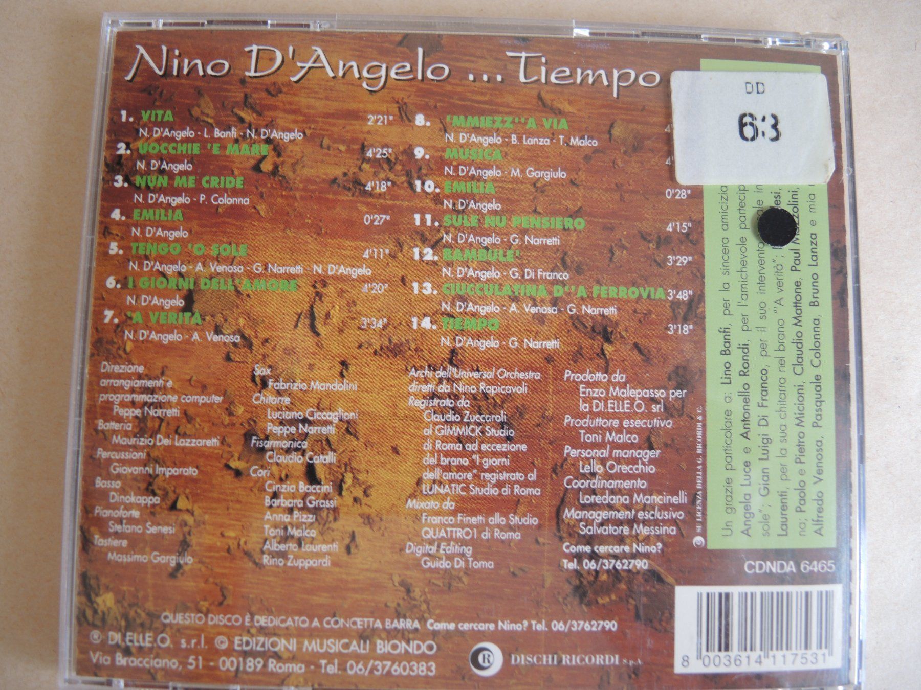 CD: Nino D'Angelo CD "...Tiempo" – Usato da Rorschach venduto da maeck8 2
