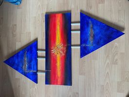 Bildkomposition "Magicblue2008" Oel-Relief Leinwand signiert