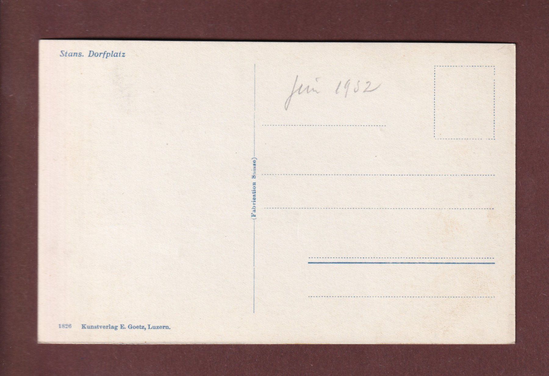 Cartoline postali: STANS - Dorfplatz - 1932 – Usato da Pully venduto da nicecards-shop 1