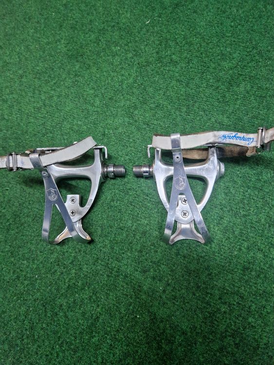 2x Campagnolo C-Record Plaques Montage Cale-pieds - NOS Aluminium Italie