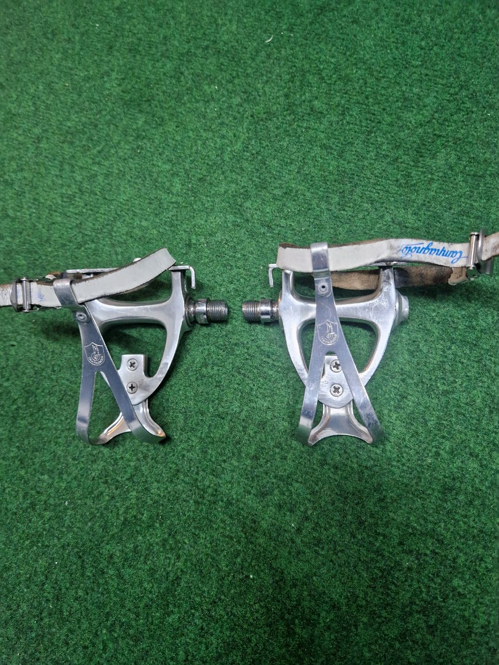 2x Campagnolo C-Record Plaques Montage Cale-pieds - NOS Aluminium Italie