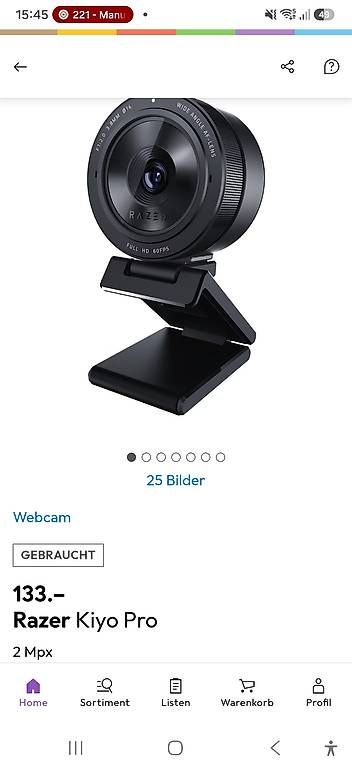 Razer Webcam: Razer Kiyo Pro Full HD – Usato da St. Gallen venduto da sca_y2n2