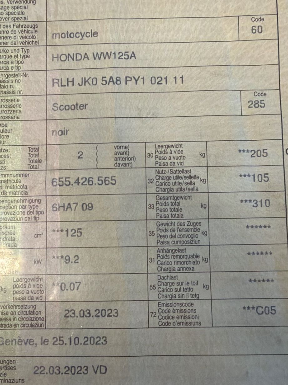 Honda Scooter: Honda PCX125 jg 2023 unfall – Difettoso da Meien venduto da GSXR997 6