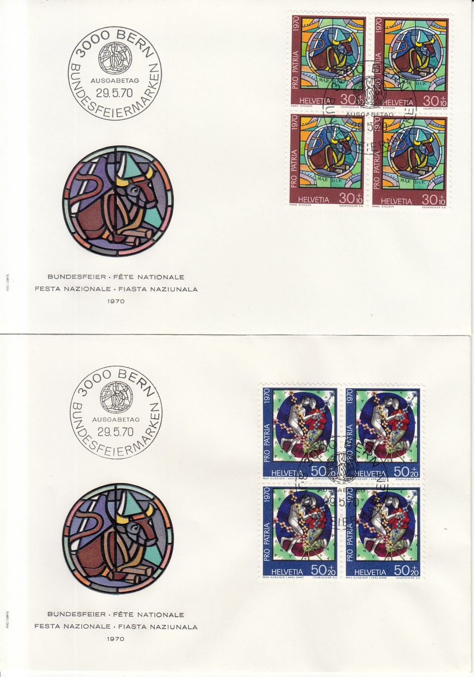 Alle Briefmarken: SBK B146 - B149 im 4er-Block FDC – Gebraucht aus Bürglen TG von StampGraf 2