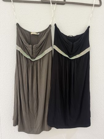 MET 2er-Set Minikleider Gr. S – Schwarz & Olivgrün – Strass
