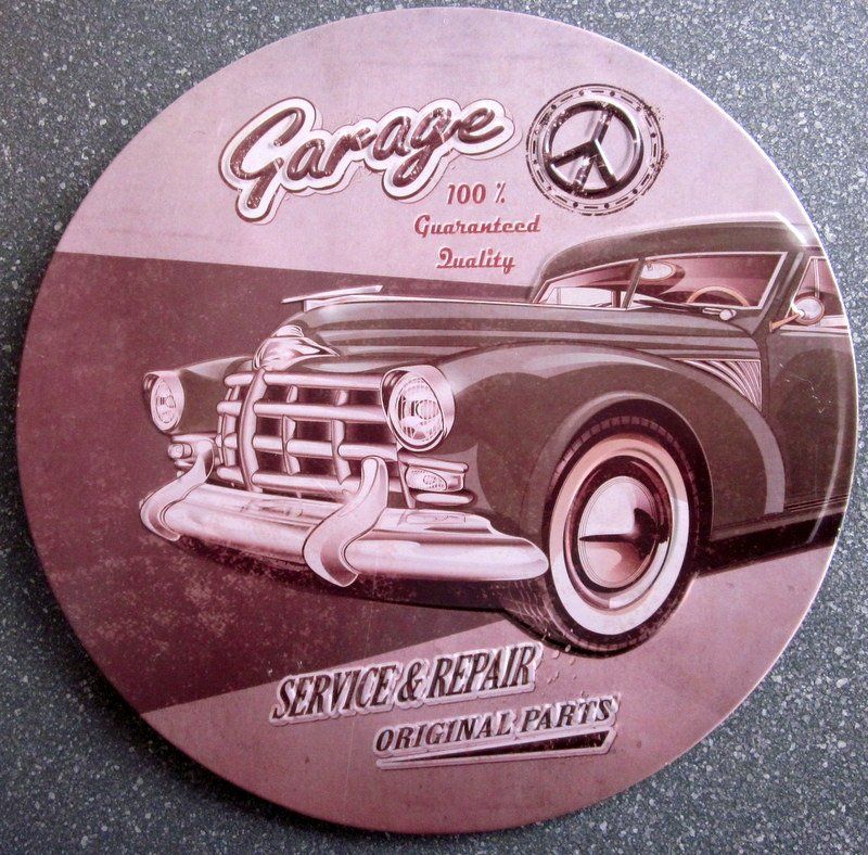 Insegne: Retro Blechschild rund "Garage" – Usato da Bischofszell venduto da Pfau0 2