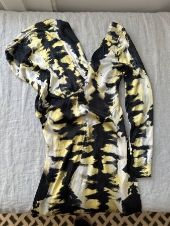 Ganni Tye-Dyed Stretch-Silk Satin Midi Dress Size 38/M