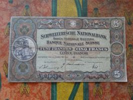 SUISSE  5  Francs  1944  (3554)  Billet