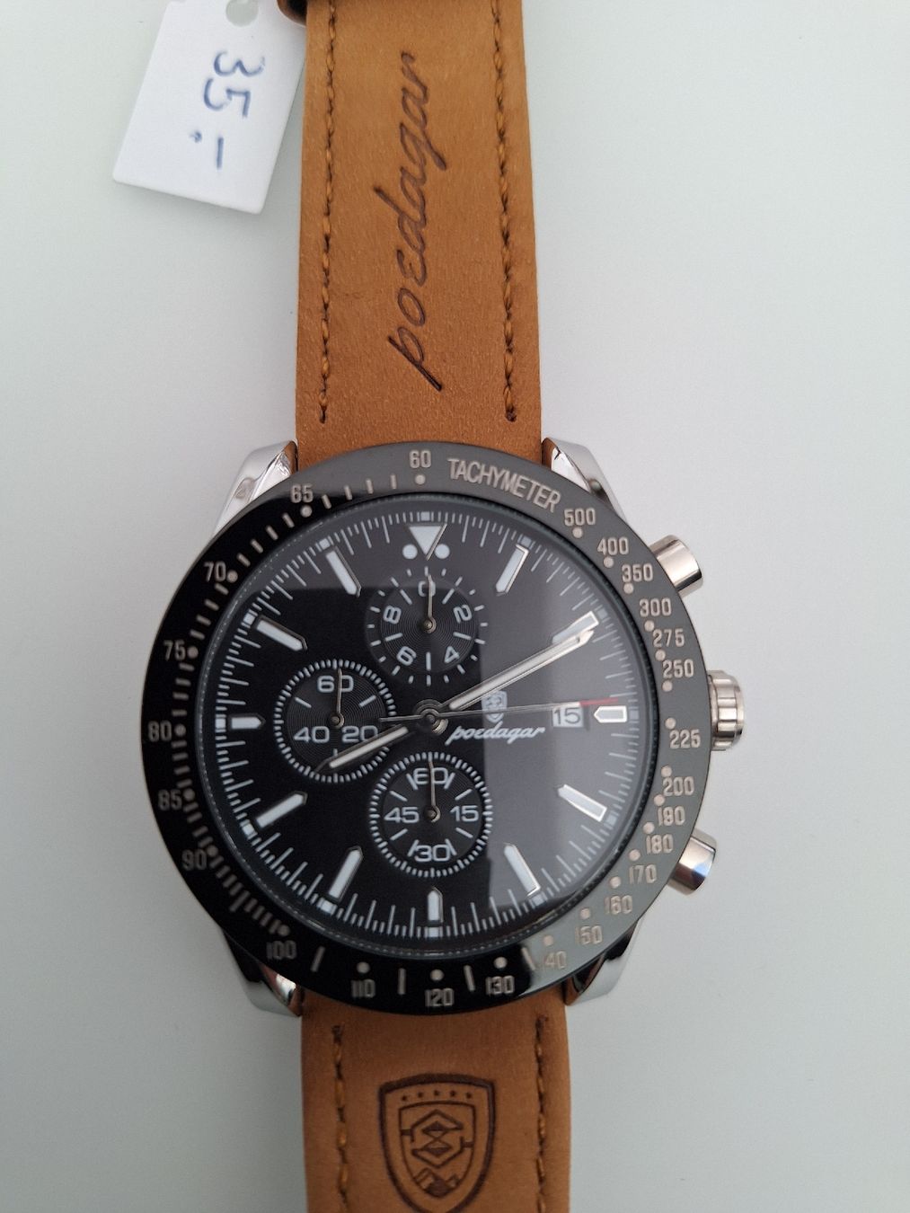 Uhren: Herrenuhr Poedagar Chronograph Lederarmband – Neu und originalverpackt aus Münchenbuchsee von Salezm 1