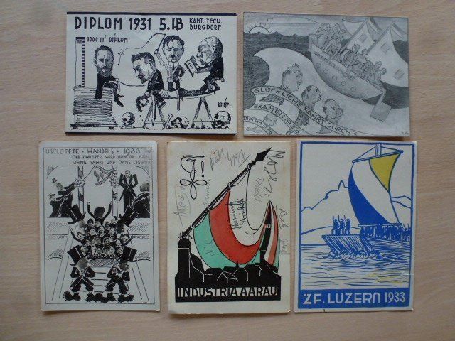 Cartoline postali: 5 Ansichtskarten diverse Karikaturen – Usato da Walkringen venduto da Casablanca777