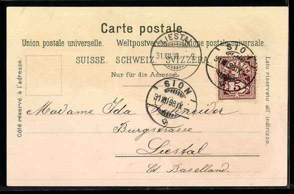 Ansichtskarten: Litho Loueche, Totalansicht mit Rhone-Br – Gebraucht aus Berlin von bartko-reher 1
