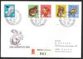 FDC Pro Juventute Serie 1966 ET Bern 1.12.1966 Tabs H. Erni