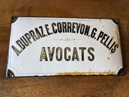 Plaque émailée Emailcschild Dupraz Correvon Pellis Avocats