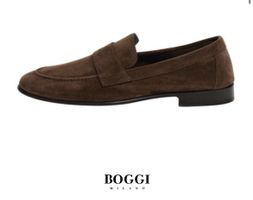 Mocassins Boggi Milano en daim brun, taille 40, comme neuf