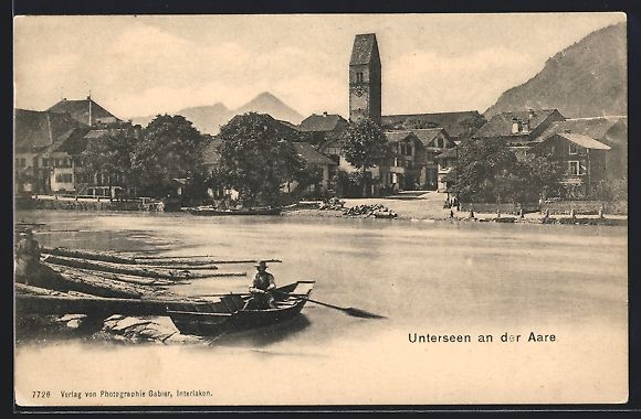 Cartoline postali: Unterseen an der Aare, Blick auf den Ort – Usato da Berlin venduto da bartko-reher
