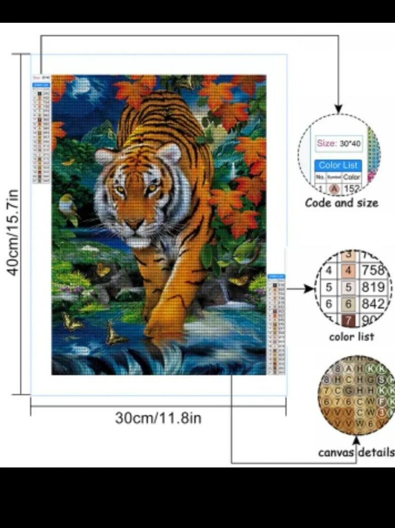 Kit bricolage: Diamant Painting Tiger 30x40cm – Nuovo e nell'imballaggio originale da Aarau venduto da ozgysi 1