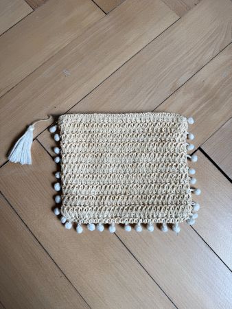 Flechtbeutel beige klein