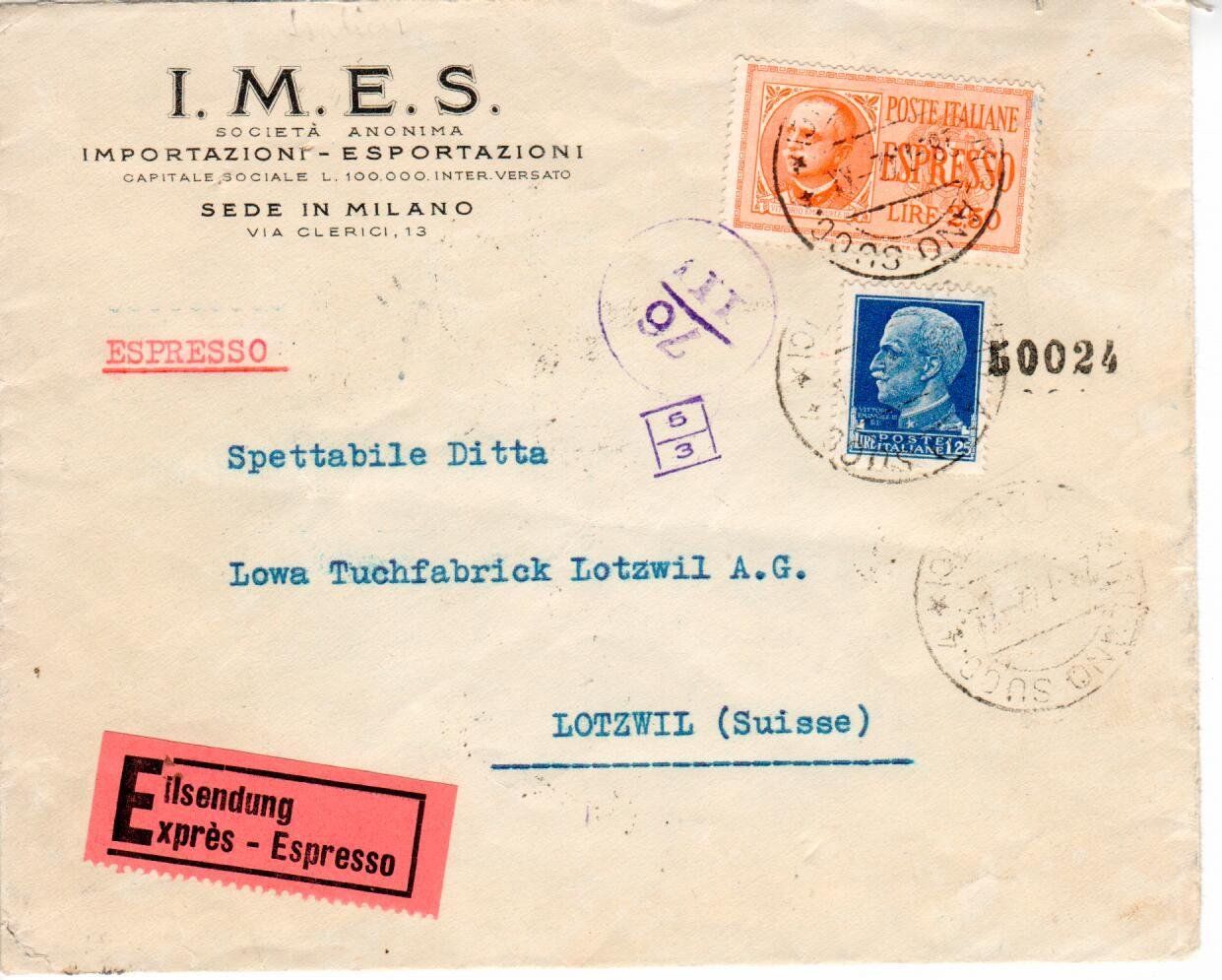 Alle Briefmarken: Zensurbrief Italien – Gebraucht aus Wolhusen von Curver9