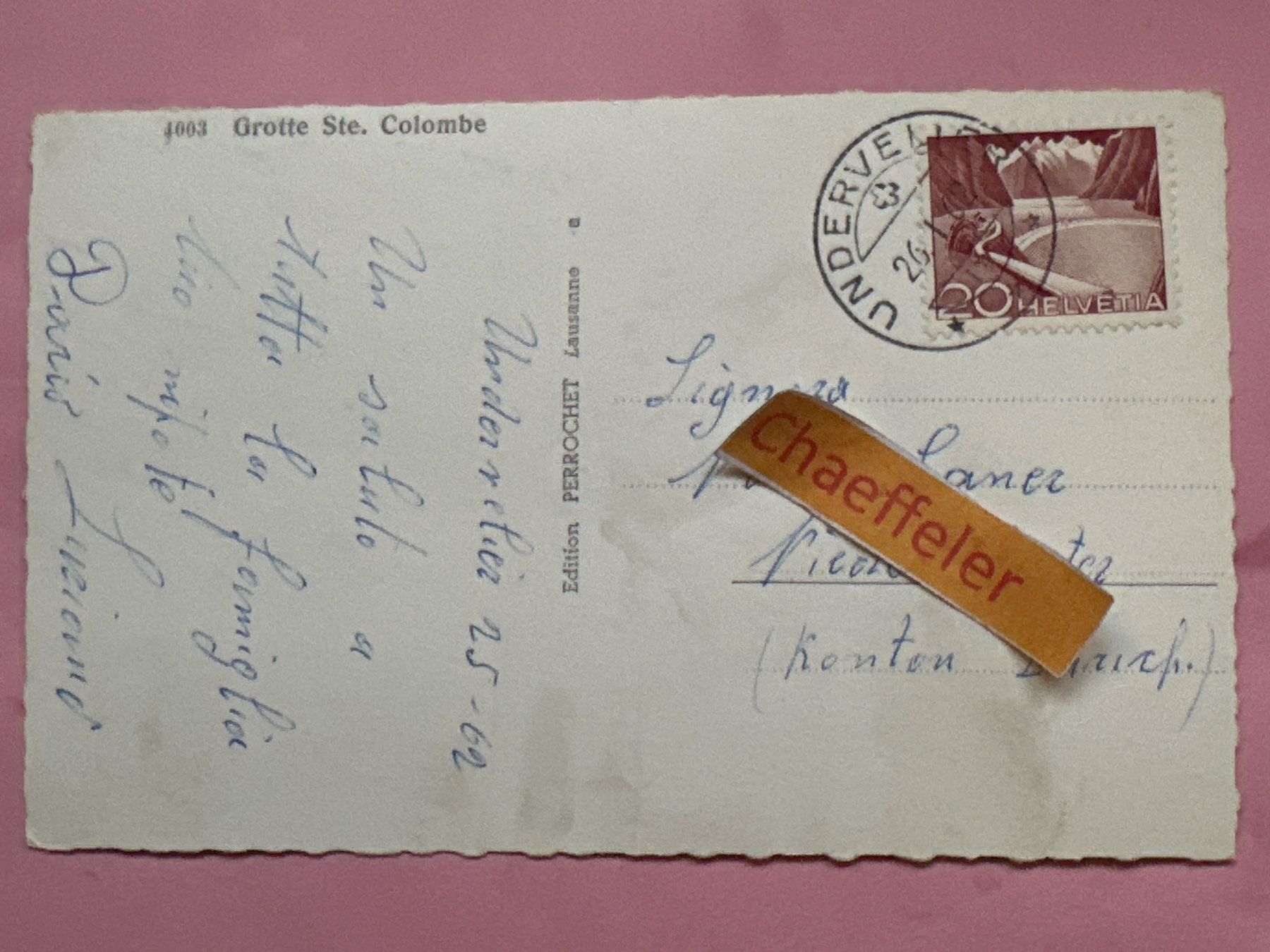 Cartes postales: 1962  4003 Grotte Ste. Colombe – D'occasion à Zürich par Chaeffeler 1