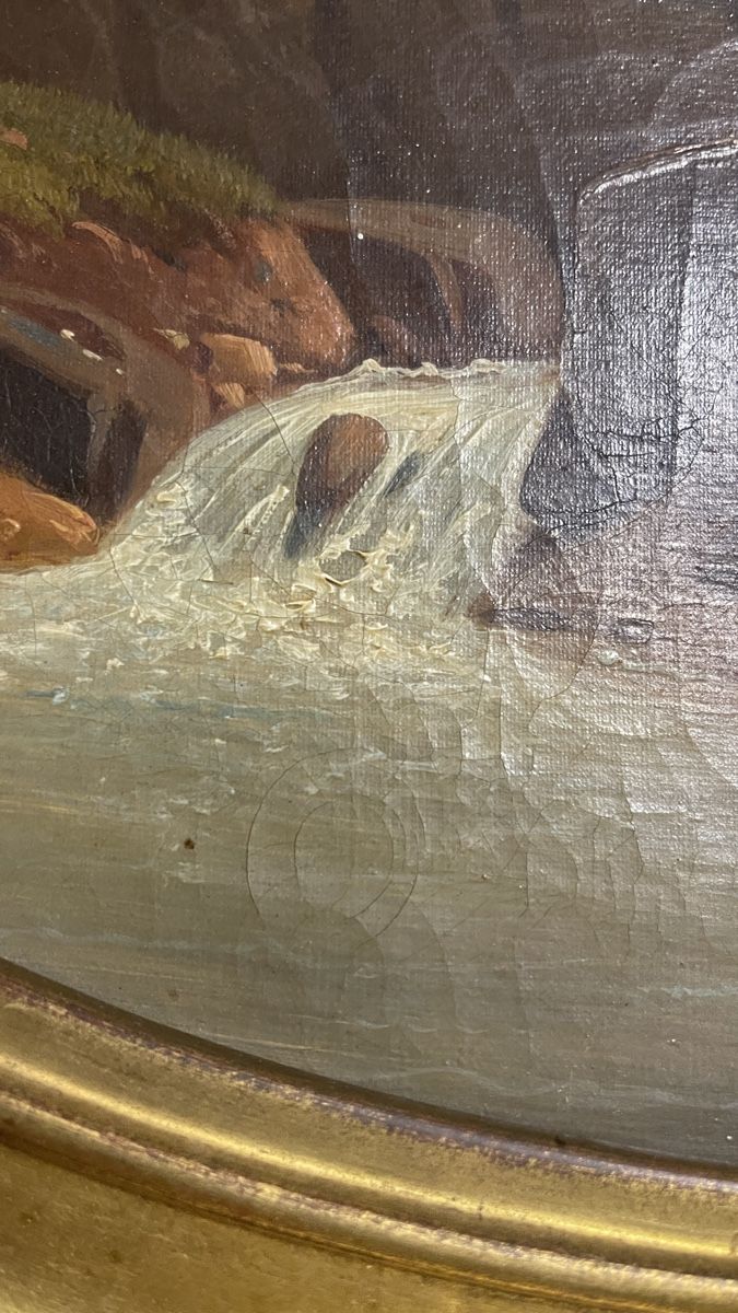 Foto & Immagini: Ölgemälde Landschaft mit Wasserfall im Goldrahmen, antik – Usato da Zürich venduto da Belisimo 4