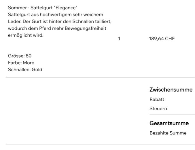Selle & Accessori: Neu!!"Sommer Sattelgurt Elegance" 80cm braun – Nuovo (secondo la descrizione) da Andelfingen venduto da eva131087 2