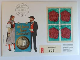 Numisbrief 150 Jahre Basel-Landschaft mit Silber ab 1 Fr.