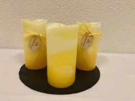 Duftkerzen V-Top Zitrone, 3 Stück, je ca. 7,3 x 14 cm