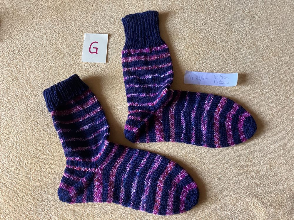 Neue handgestrickte Socken zur Auswahl Gr. 33/34 7