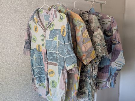4 Original Vintage Hemden / Blusen L / 40 bunt retro
