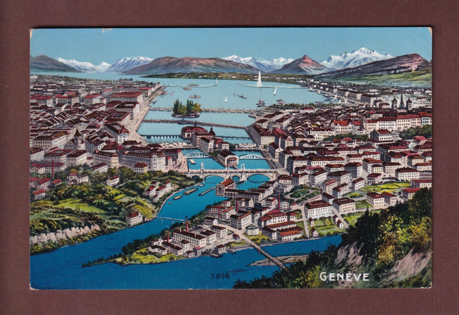 Cartoline postali: GENEVE à vol d'oiseau - 1913 – Usato da Pully venduto da nicecards-shop