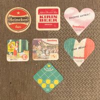 7 Bierdeckel /-teller Ausland / Kronenbourg/Heineken/Kirin