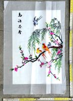 Japanisches oder Chinesisches Stickereibild mit Vögeln
