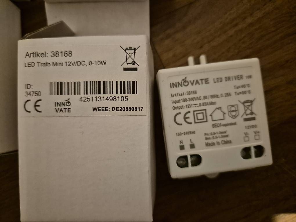 Componenti elettronici: LED Treiber/Travo 230V auf 12VDC – Usato da Gisikon venduto da sportfun 1