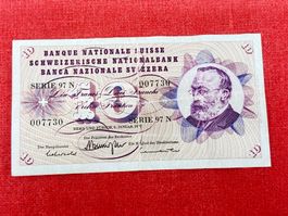 10 Franken Banknote 1977 gebraucht