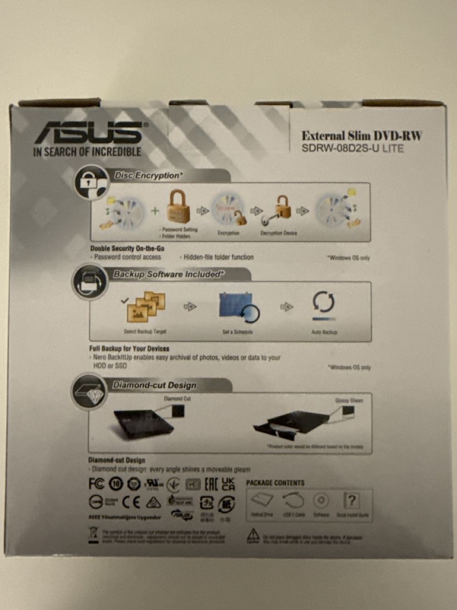 Tutti i DVDs: ASUS external DVD-RW sdrw-08d2s-u lite – Nuovo e nell'imballaggio originale da Altdorf UR venduto da NaturalBornKiter 1